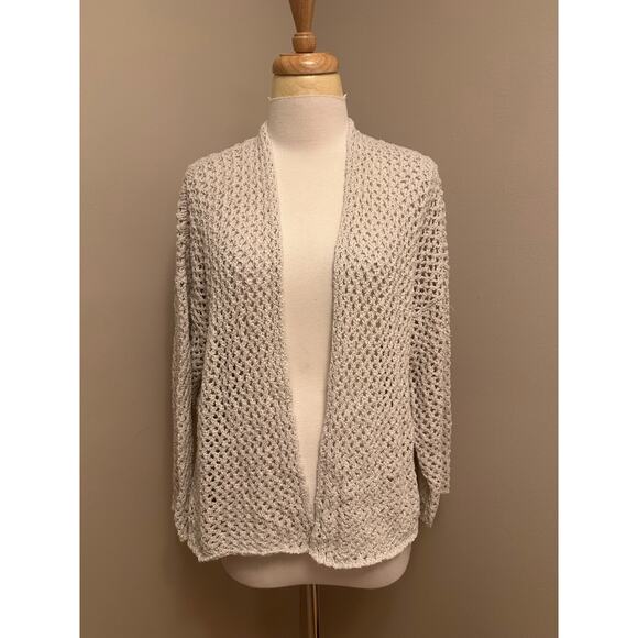 NWOT Eileen Fisher ($248) Organic Cotton Boucle Cardigan Natural Sz Large - Picture 1 of 5
